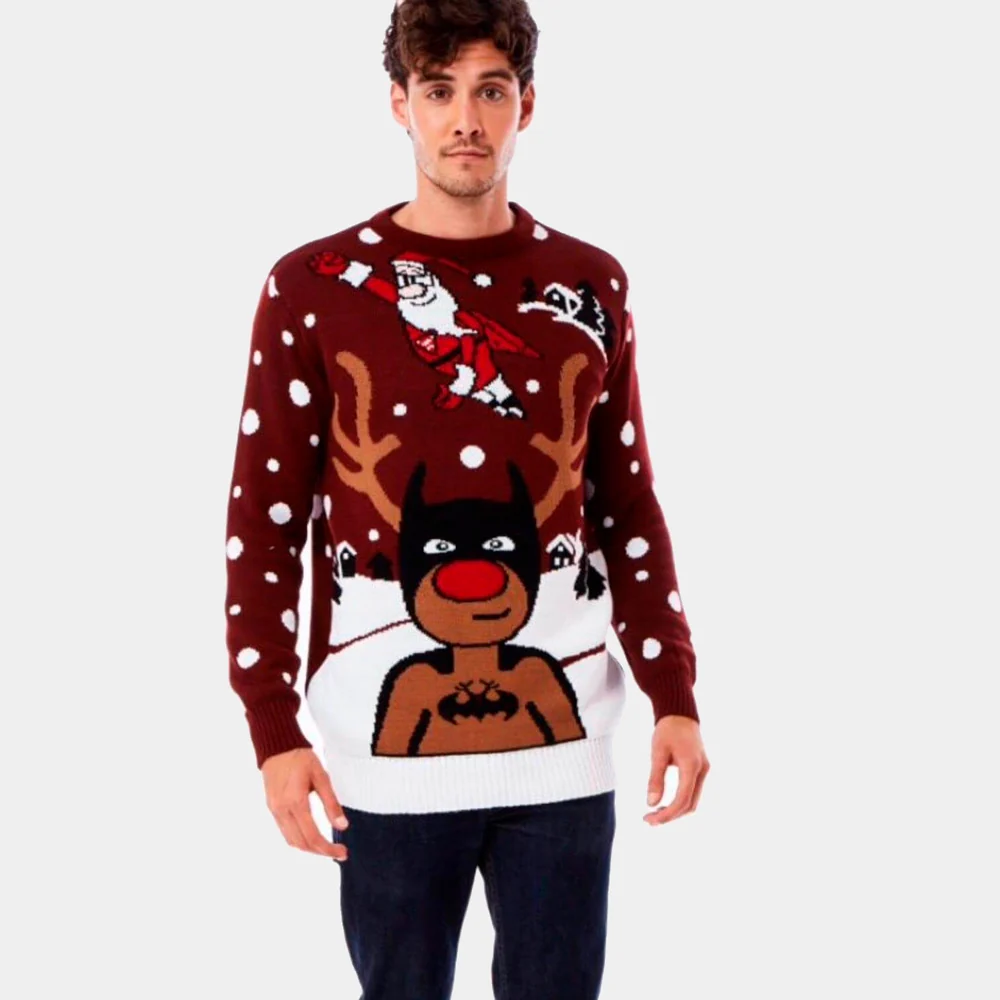 Jersey de Navidad Parejas Reno Batman Papá Noel Superman - Imagen 5