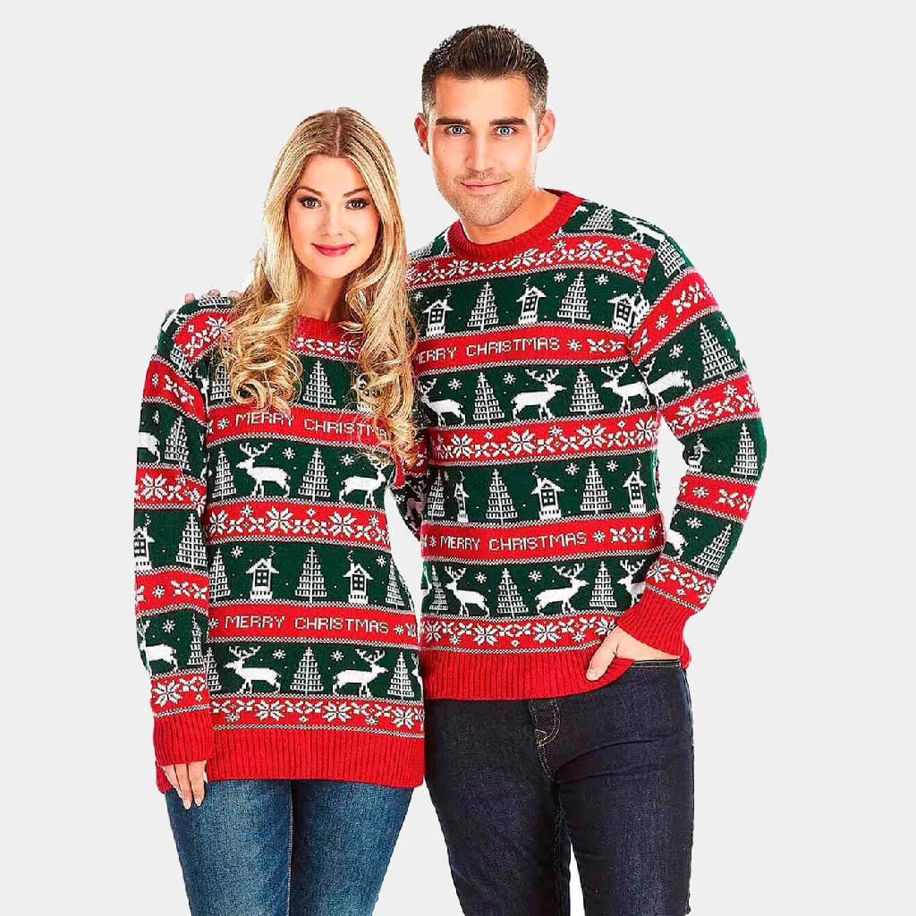 Jersey de Navidad para Hombre Rayas Verdes y Rojas Merry Christmas - Imagen 5