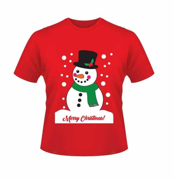 Camiseta de Navidad para Hombre y Mujer Roja con Muñeco de Nieve - Imagen 4