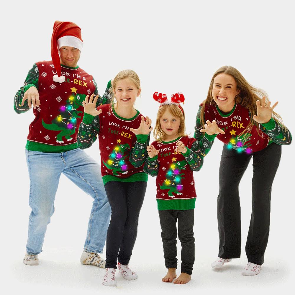 Jersey de Navidad con Luces LED para Familia Christmas Tree-Rex - Imagen 7