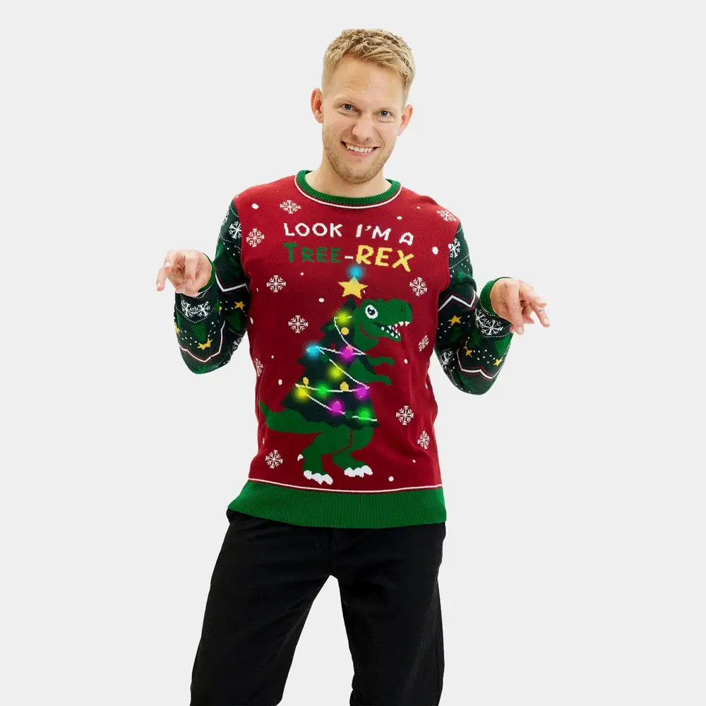 Jersey de Navidad con Luces LED para Hombre Christmas Tree-Rex - Imagen 4
