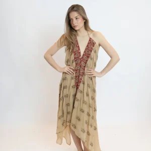 Vestido joya beige 018