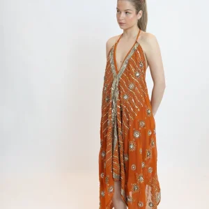Vestido joya naranja 065