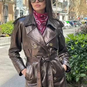 Gabardina Cris verde metalizada
