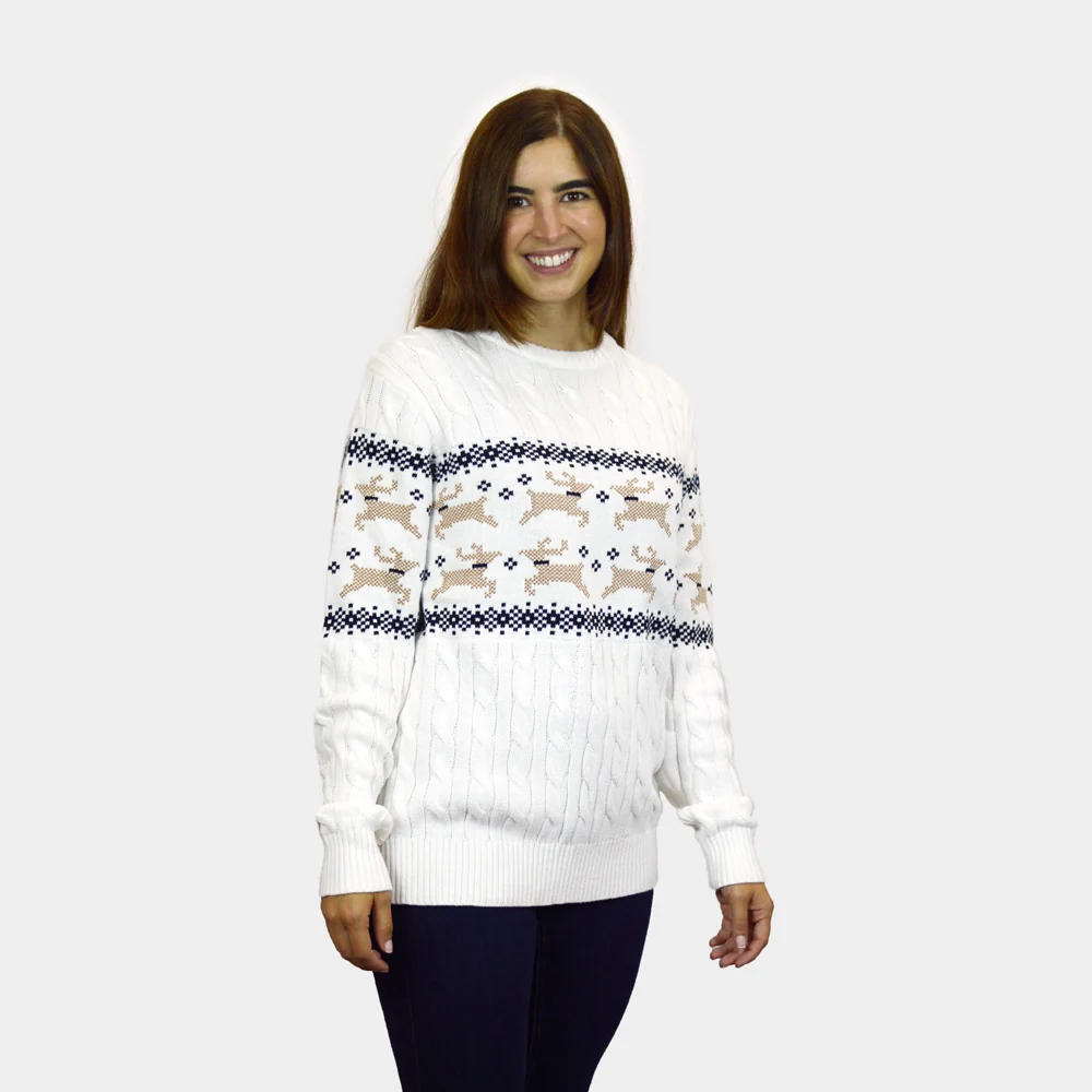 Jersey de Navidad para Mujer Elegante Blanco Alaska Algodón - Imagen 2