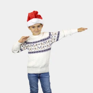 Jersey de Navidad para Niña y Niño Elegante Blanco Alaska Algodón