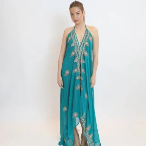 Vestido joya turquesa 070