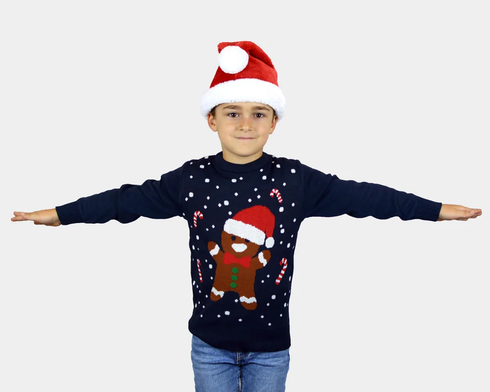 Jersey de Navidad para Niña y Niño Azul Gingerbread - Imagen 4