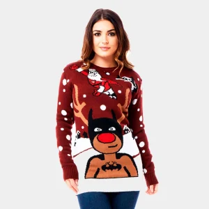 Jersey de Navidad para Mujer Reno Batman Papá Noel Superman