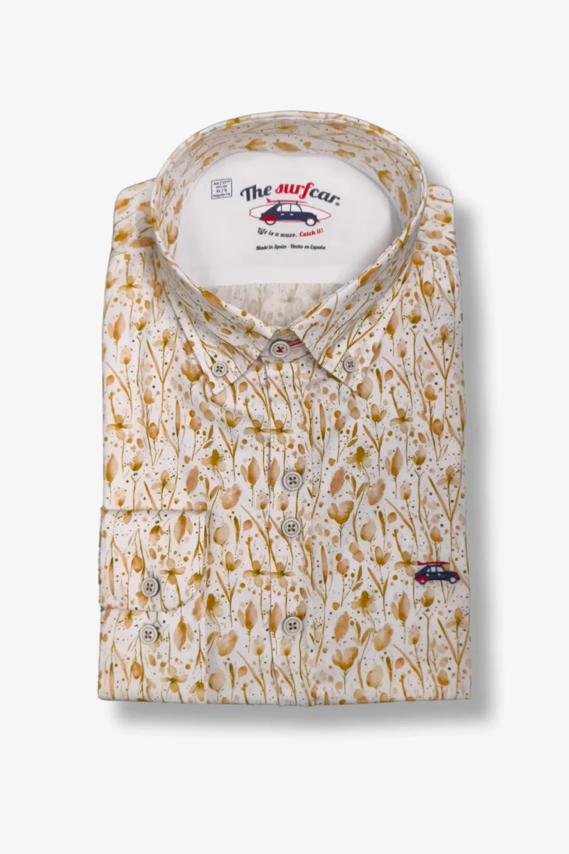 Camisa Flores Beige - Imagen 3