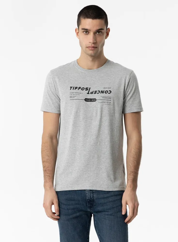 Camiseta Gris Estampado Relieve - Imagen 2