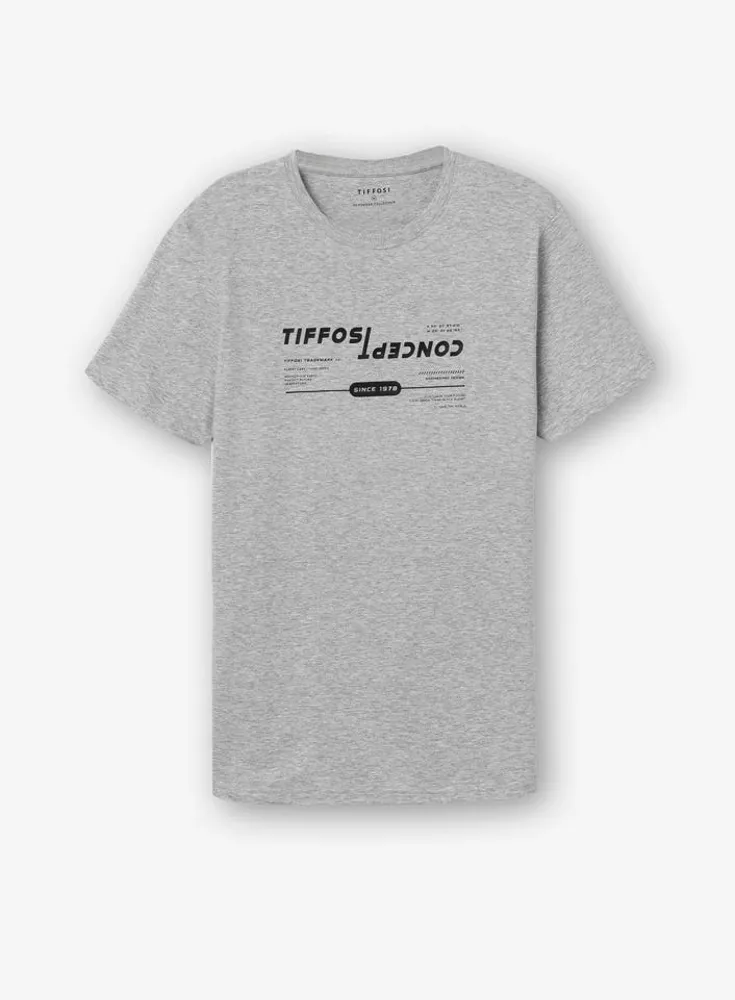 Camiseta Gris Estampado Relieve - Imagen 4