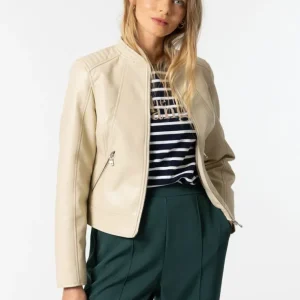 Cazadora Efecto Piel Beige