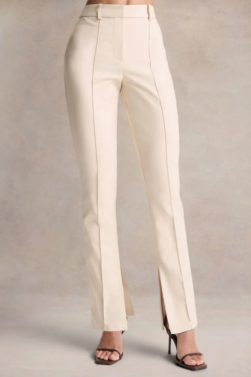 Wonder Woman | Pantalones Blancos de Talle Alto y Pierna Recta con Abertura - Imagen 4