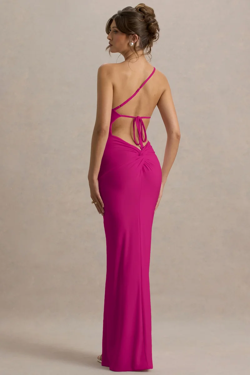 Dressing Up | Vestido largo rosa intenso asimétrico con espalda abierta