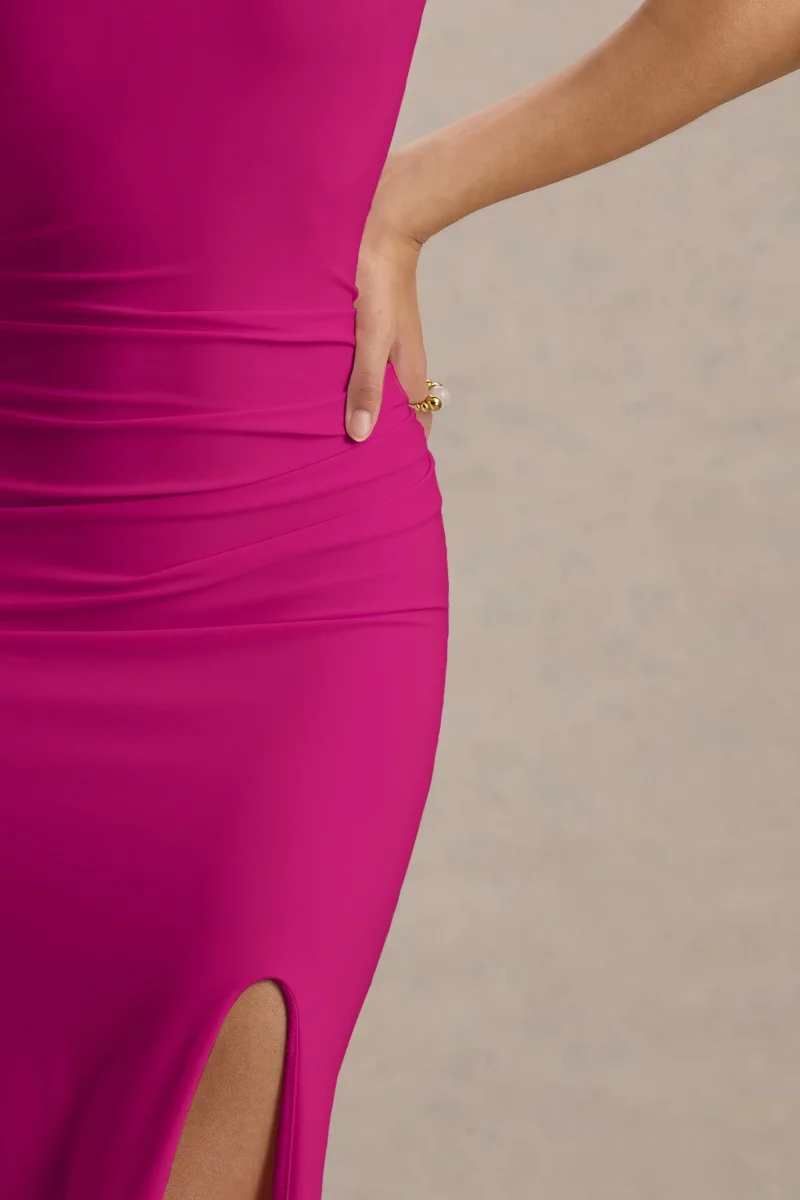 Dressing Up | Vestido largo rosa intenso asimétrico con espalda abierta - Imagen 7