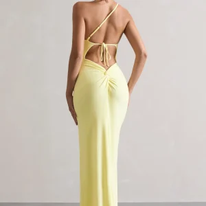 Dressing Up | Vestido Largo asimétrico en Color Limón con espalda descubierta