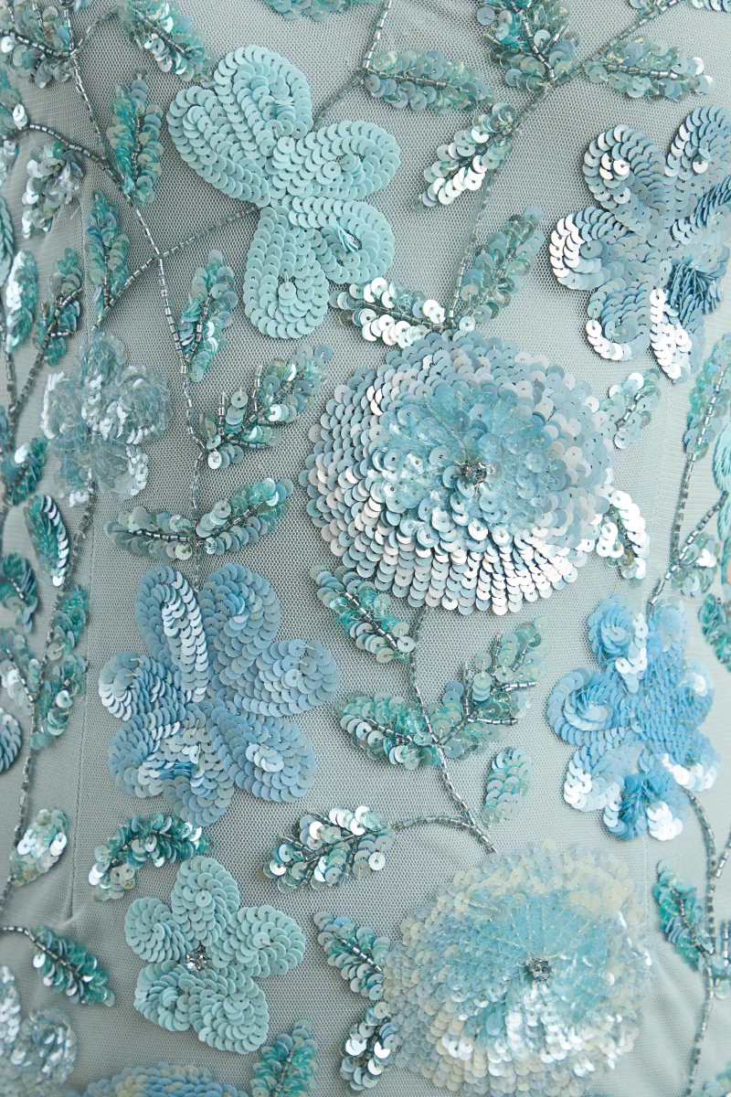 Gemini | Vestido Largo Azul Con Tirantes Y Pedrería - Imagen 9