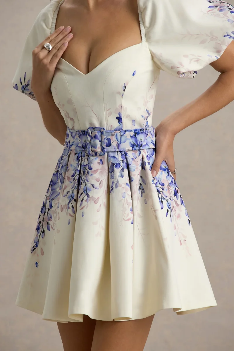 Tapia | Vestido corto con Cinturón y Estampado Floral - Imagen 4