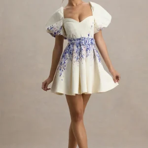 Tapia | Vestido corto con Cinturón y Estampado Floral