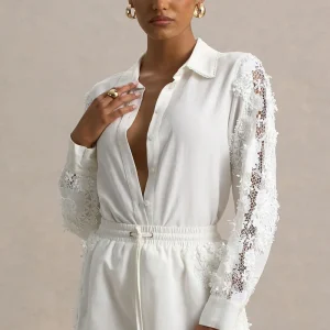 Coconut | Camisa con botones y detalles de encaje