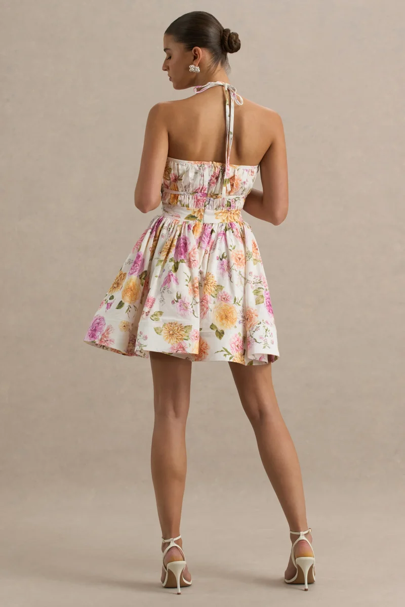 Kasey | Vestido corto con escote pronunciado y falda tipo skater de estampado floral - Imagen 3