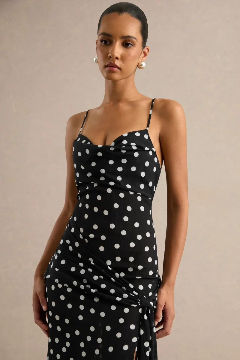 Virtue | Vestido largo transparente de lunares negros y blancos - Imagen 5