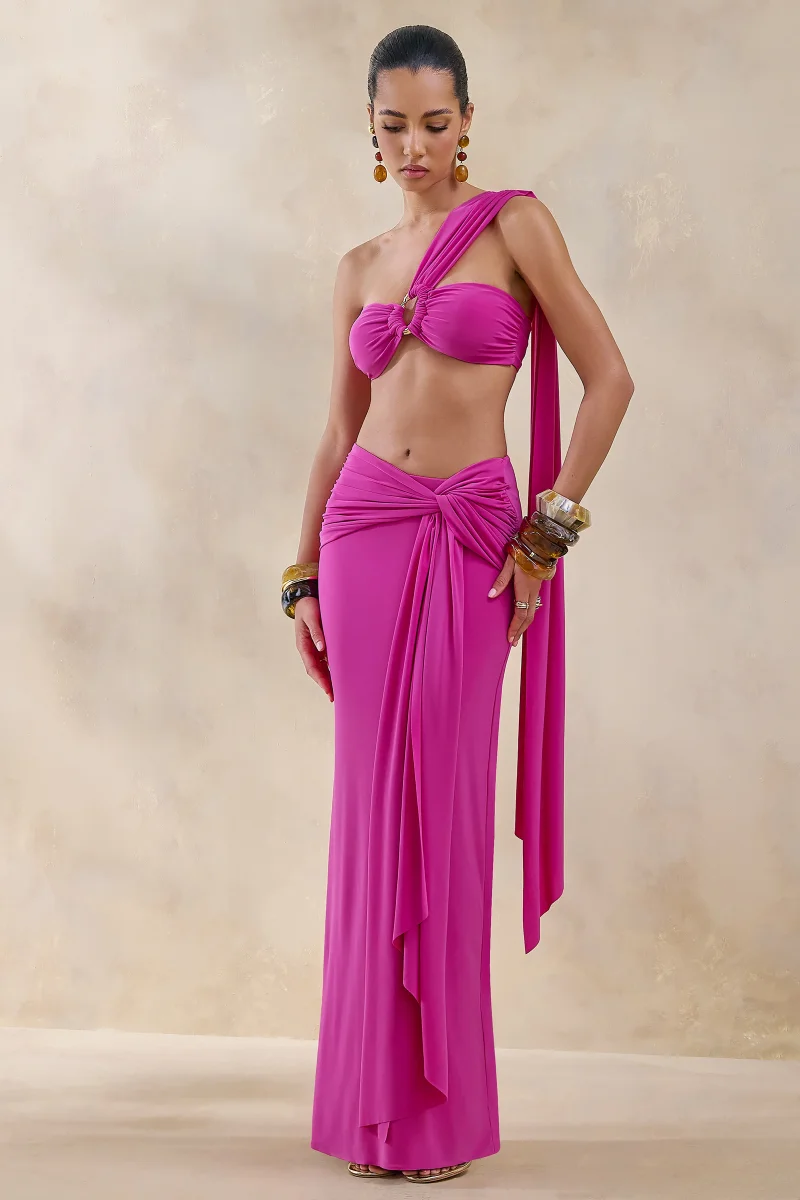 Tranquil | Top corto fucsia con detalle de anilla y cinta - Imagen 6