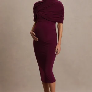 Augustina | Vestido Midi Premamá Burdeos con Capa