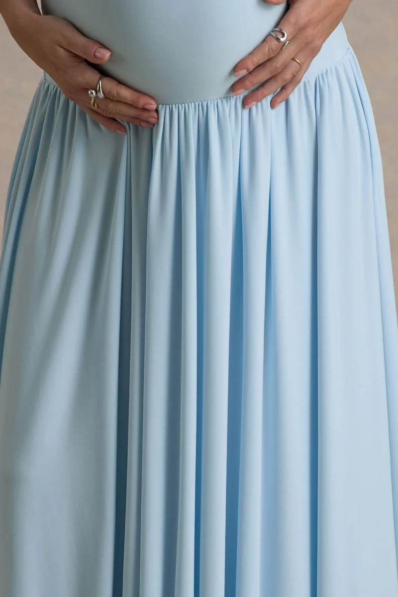 Outline | Vestido largo Premamá Azul cielo con Falda Drapeada - Imagen 7