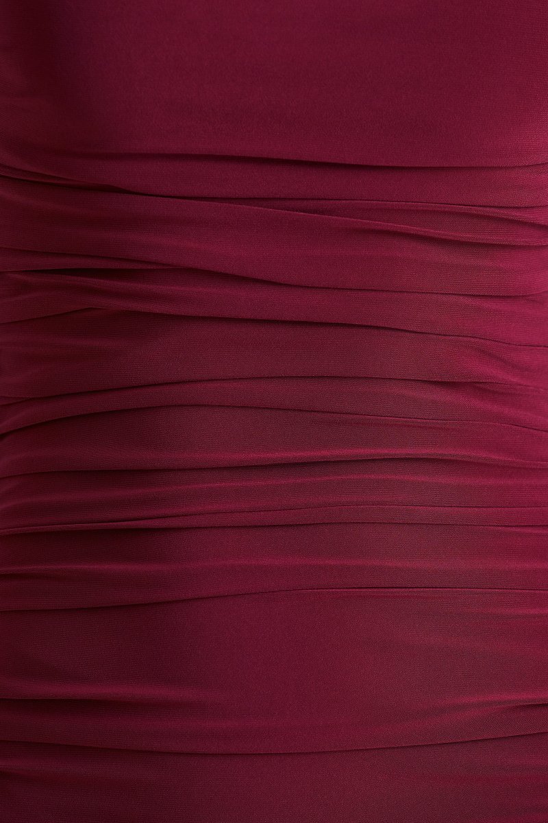 Aniyah | Vestido largo burdeos con mangas largas, Escote con aberturas y detalles fruncidos - Imagen 7