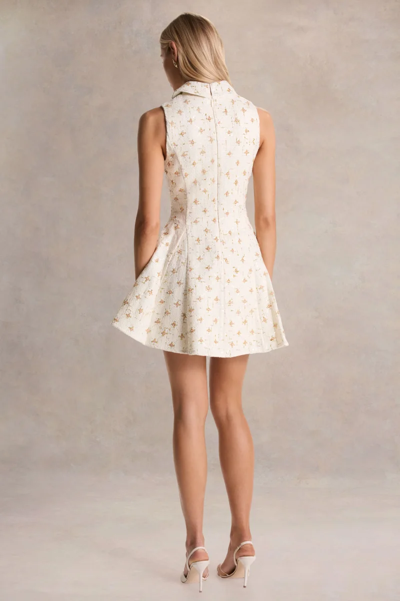 Little Star | Vestido corto sastre de boucle crema adornado - Imagen 4
