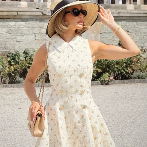 Little Star | Vestido corto sastre de boucle crema adornado