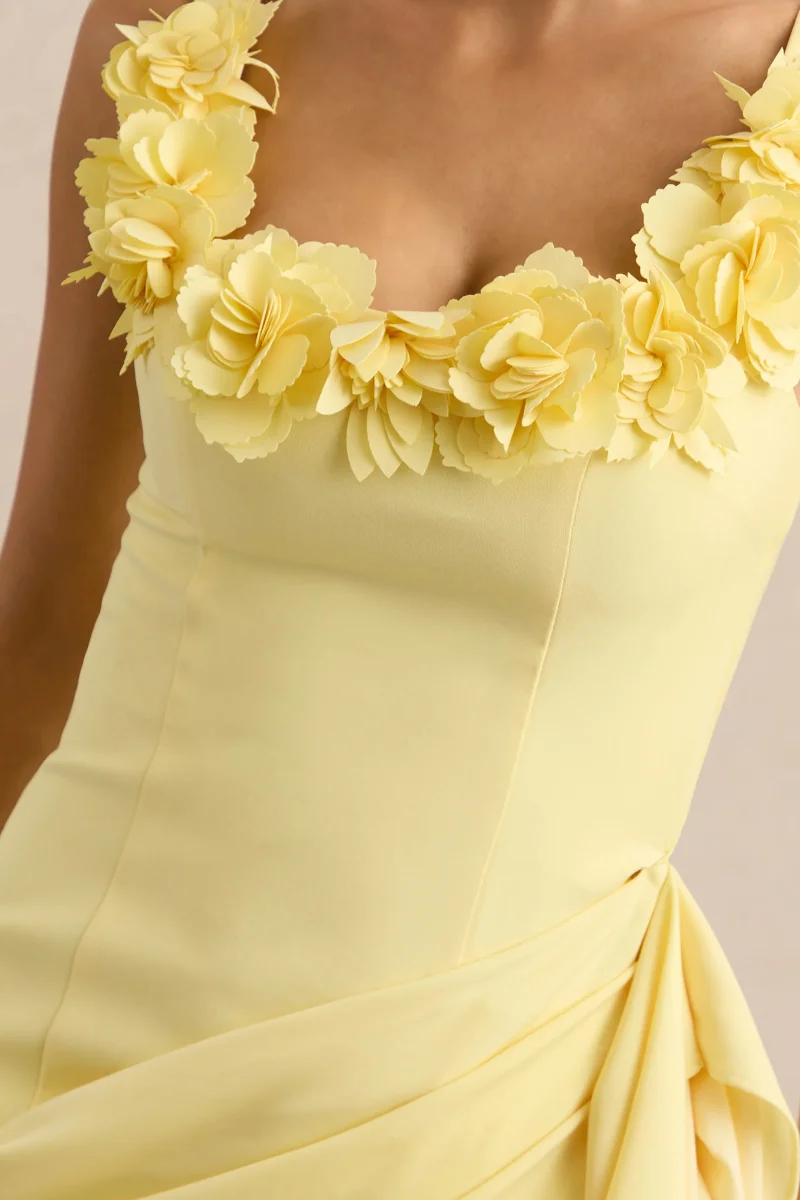 Letitia | Vestido Midi Limón de Escote Redondo Cruzado - Imagen 9
