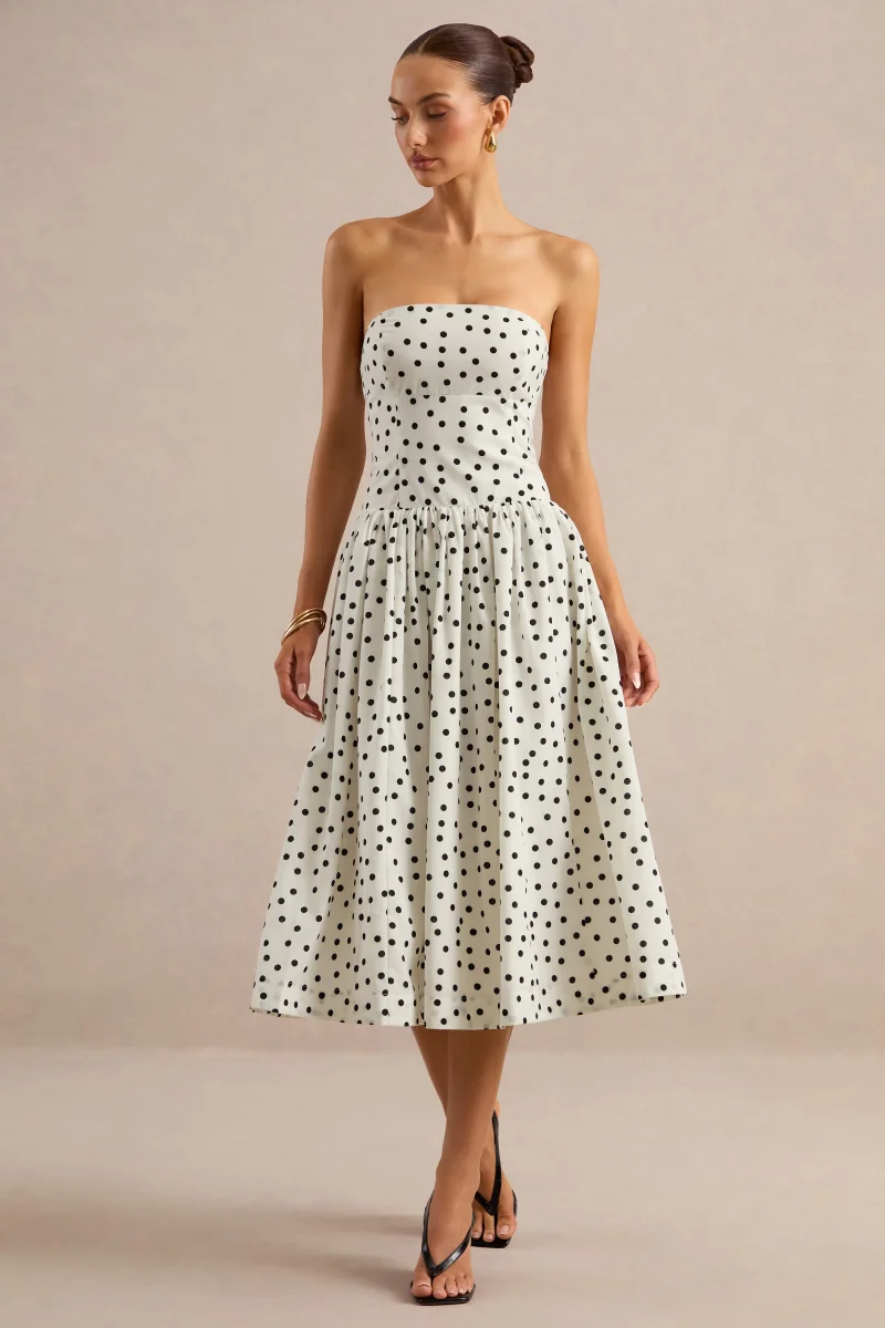 Triumph | Vestido Midi Bandeau con Lunares