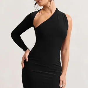 Siren | Vestido corto Bodycon Asimétrico Negro
