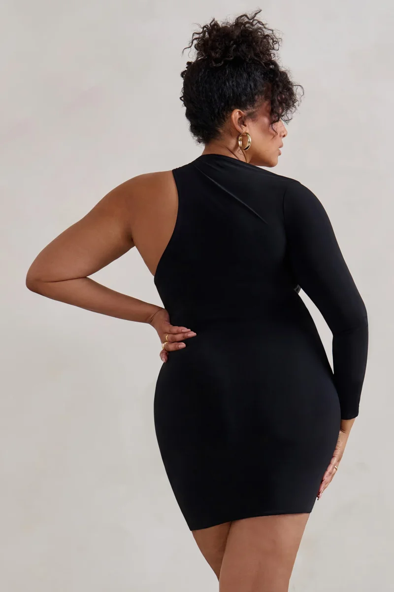 Siren | Vestido corto Bodycon Asimétrico Negro - Imagen 8