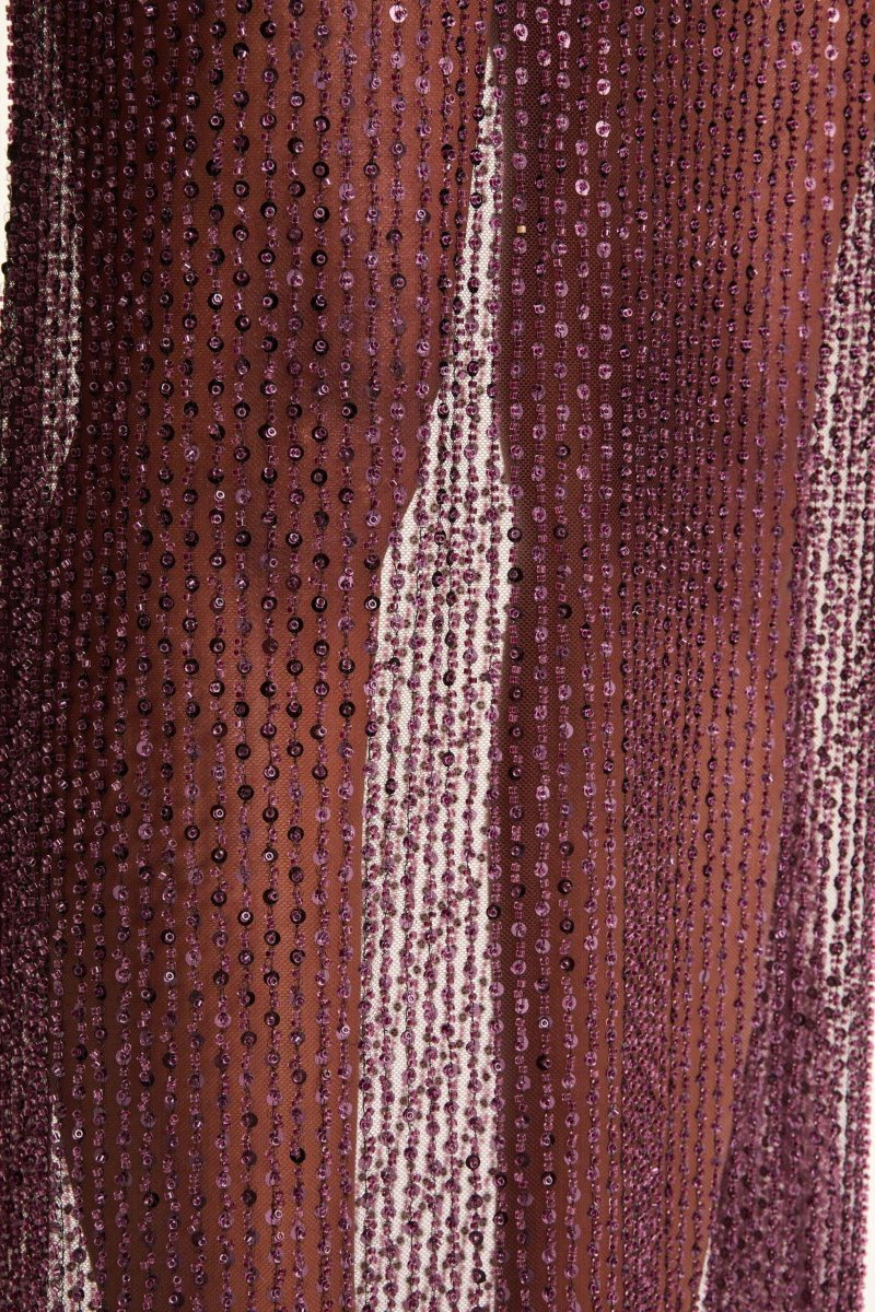 Luciana | Vestid Largo Bandeau Burdeos con Lentejuelas adornadas - Imagen 9