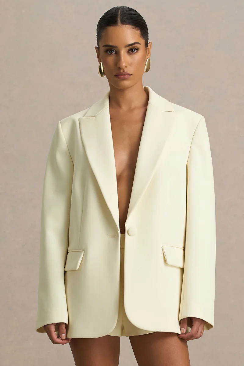Katherine | Chaquetta Entallada con Escote V en Color Crema - Imagen 5