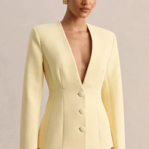 Rosalina | Limón Escote Pronunciado Extremo Blazer Sastre