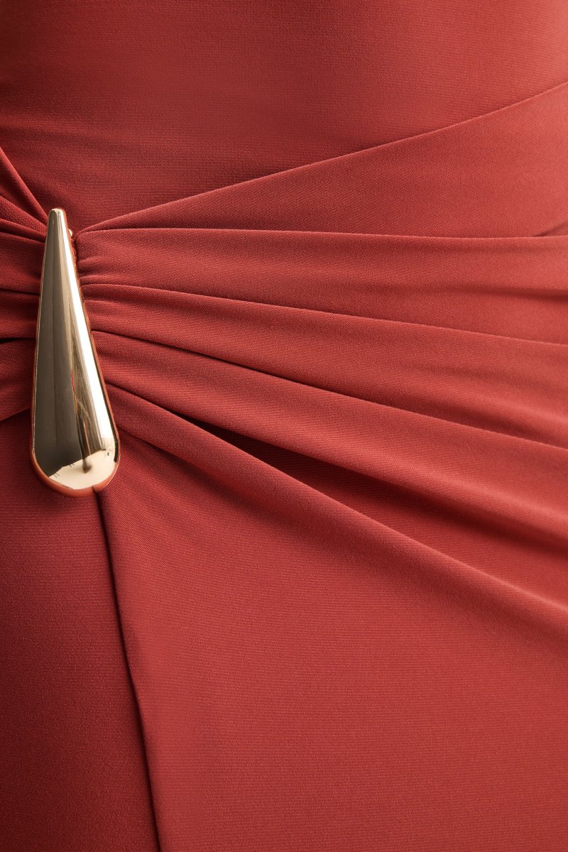 Arlena | Vestido Largo Óxido de Cuello Alto con Detalle Envolvente - Imagen 6