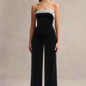 Emelie | Mono Bandeau de Terciopelo Negro Adornado
