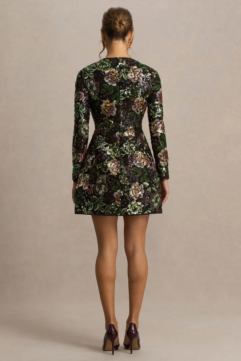 Moonlit | Vestido Corto de Malla con Lentejuelas y Cuello Redondo - Imagen 3