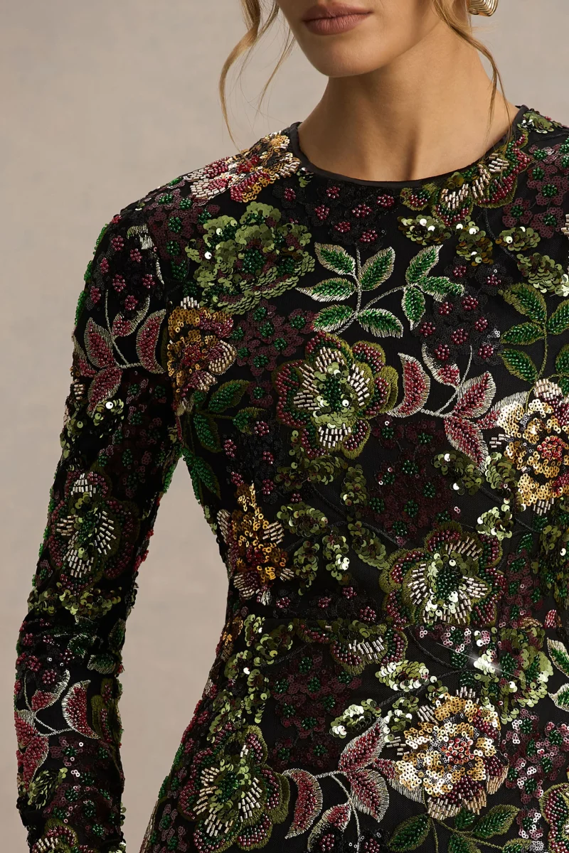 Moonlit | Vestido Corto de Malla con Lentejuelas y Cuello Redondo - Imagen 4
