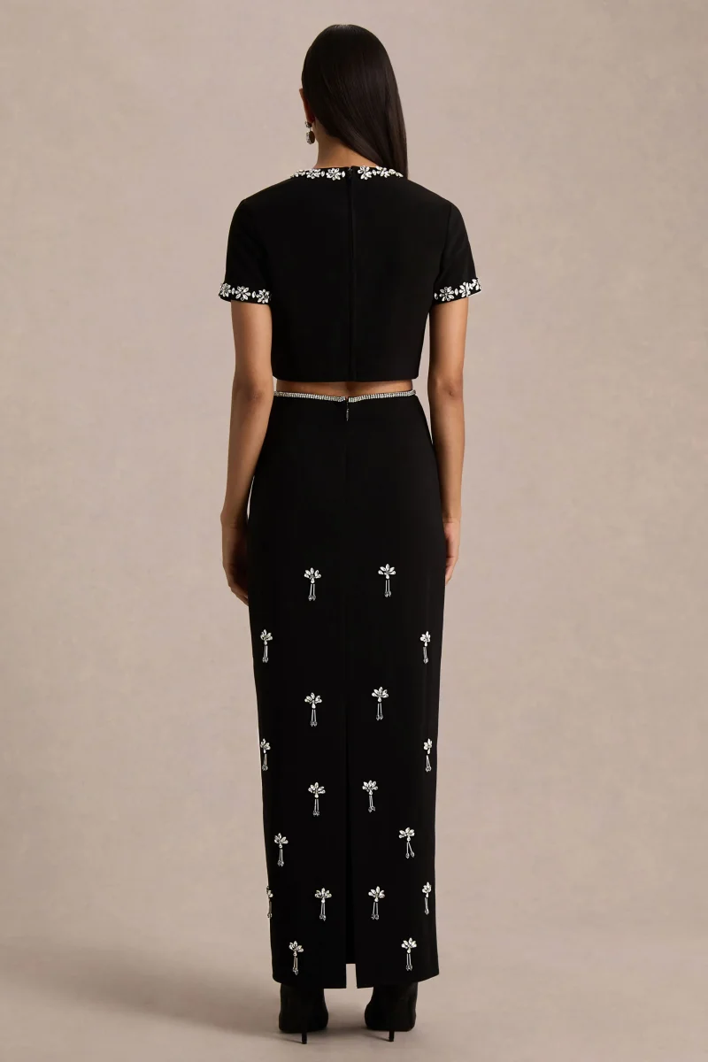 Aven | Falda Larga negra con detalles ornamentados - Imagen 3
