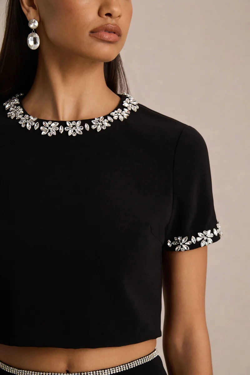 Aven | Falda Larga negra con detalles ornamentados - Imagen 7