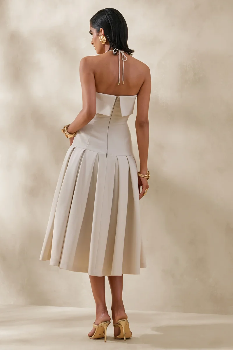 Dazira | Crema Escote Cuadrado Vestido Midi con Cintura Caída - Imagen 3