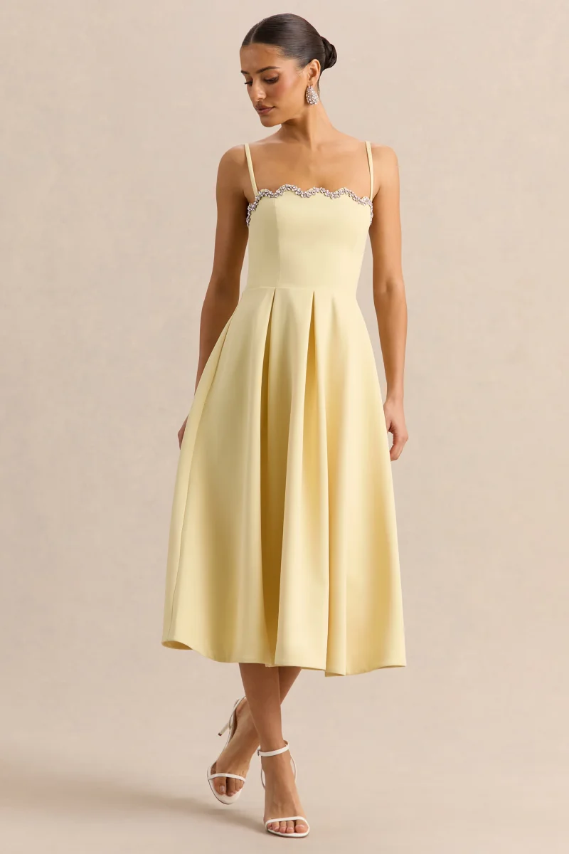 Evoria | Vestido Midi Limón de Escote Cuadrado Festoneado - Imagen 5