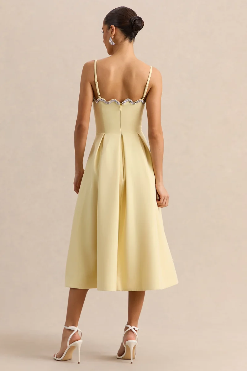 Evoria | Vestido Midi Limón de Escote Cuadrado Festoneado - Imagen 3