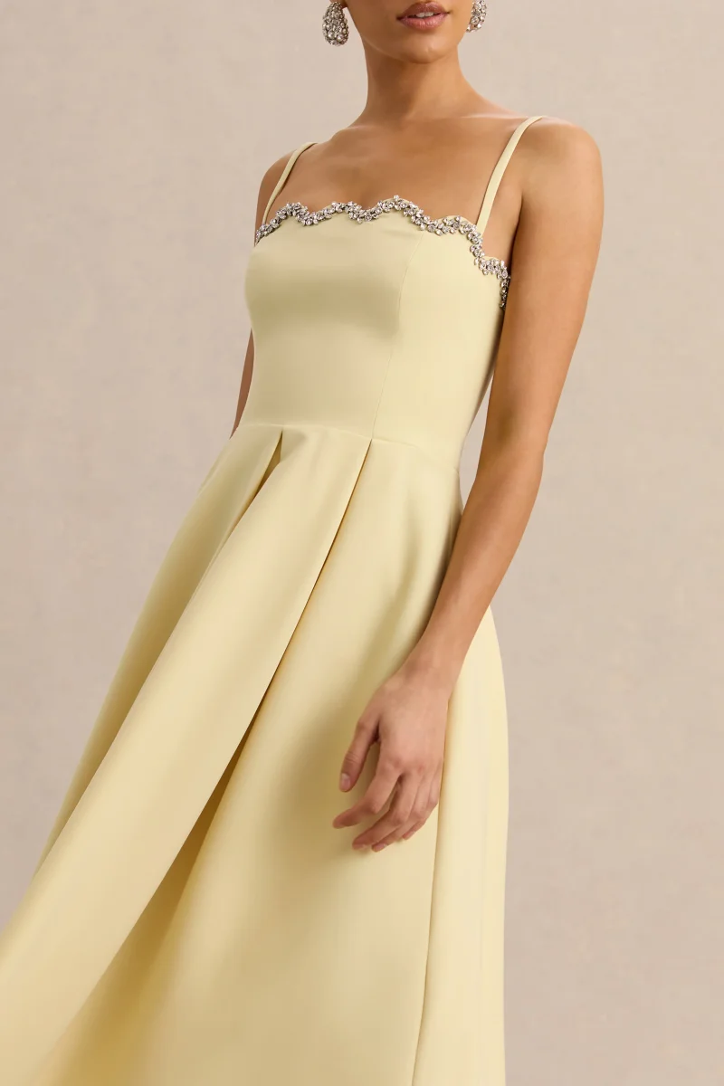 Evoria | Vestido Midi Limón de Escote Cuadrado Festoneado - Imagen 4